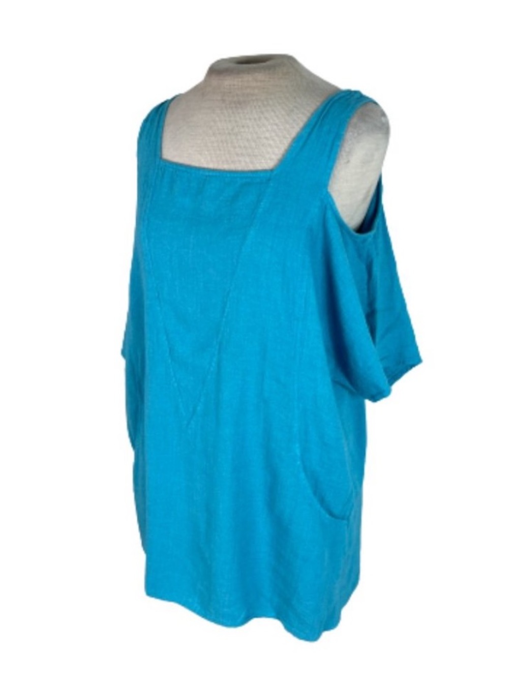 Soft Surroundings Turquoise Cold-Shoulder Square-Neck Tunic